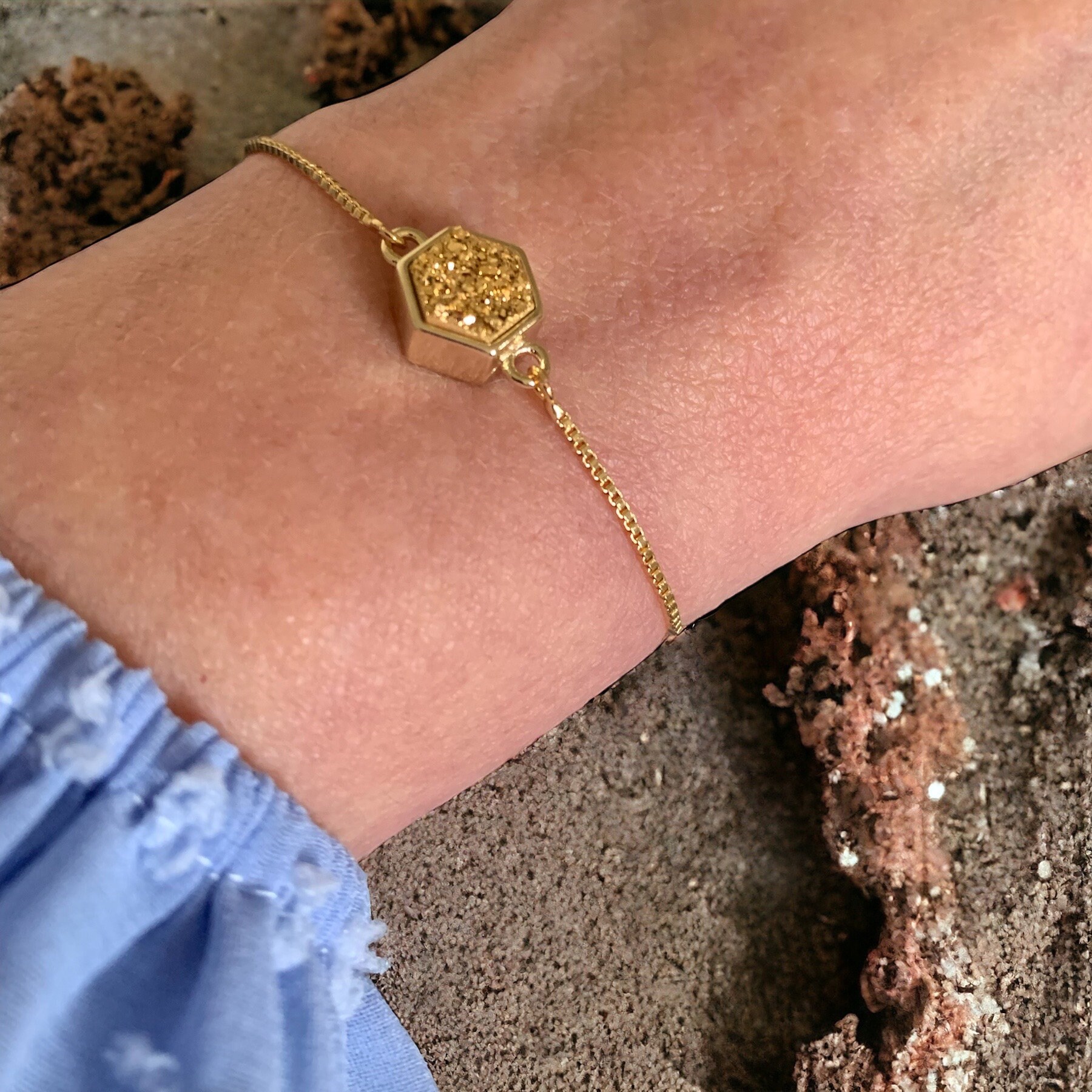 Ashton Gold Druzy Slider Armband. Verstellbar von DruzyRocksBoutique