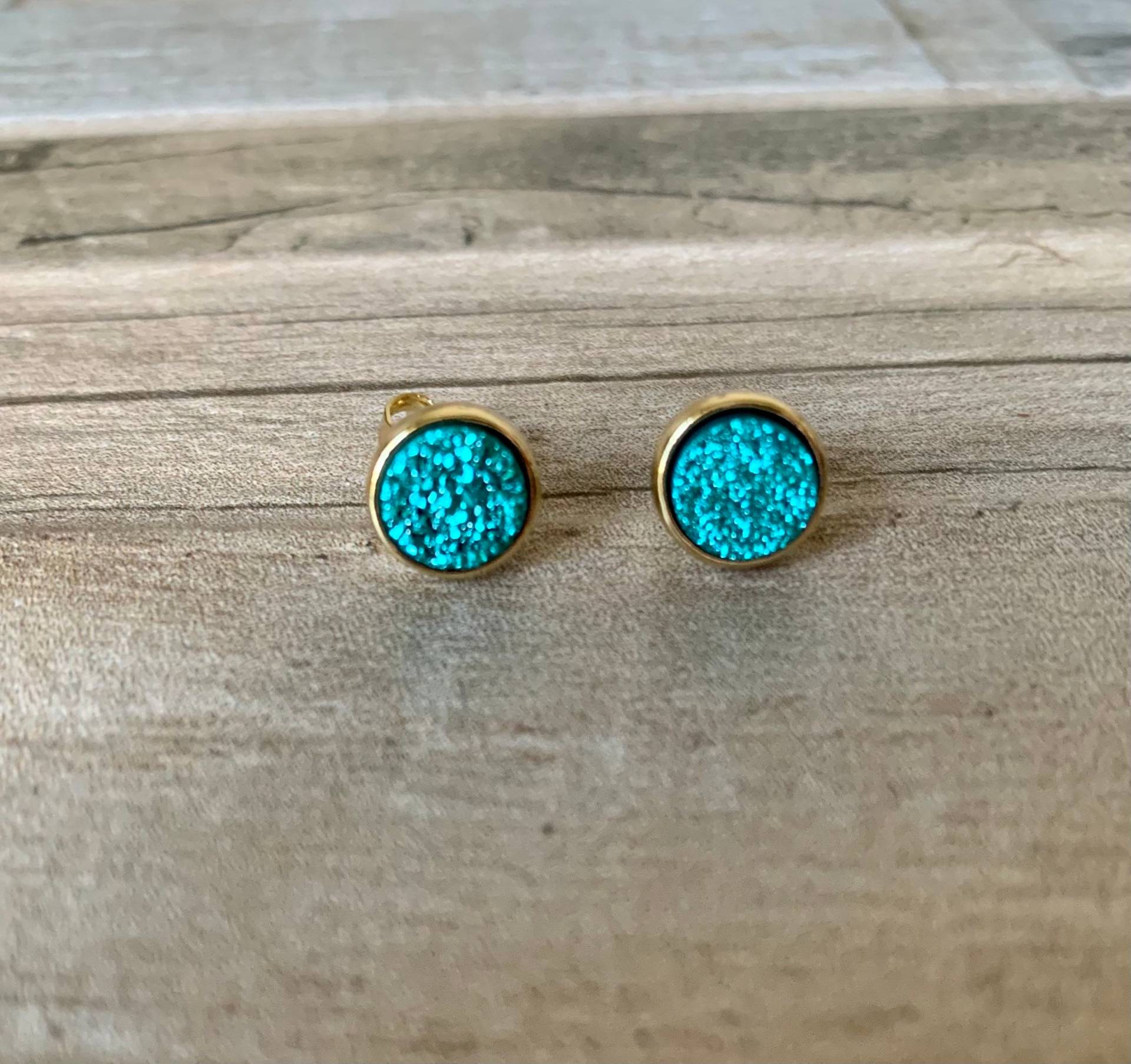 Azurblaue Lünette Set Druzy Gold Ohrringe von DruzyRocksBoutique