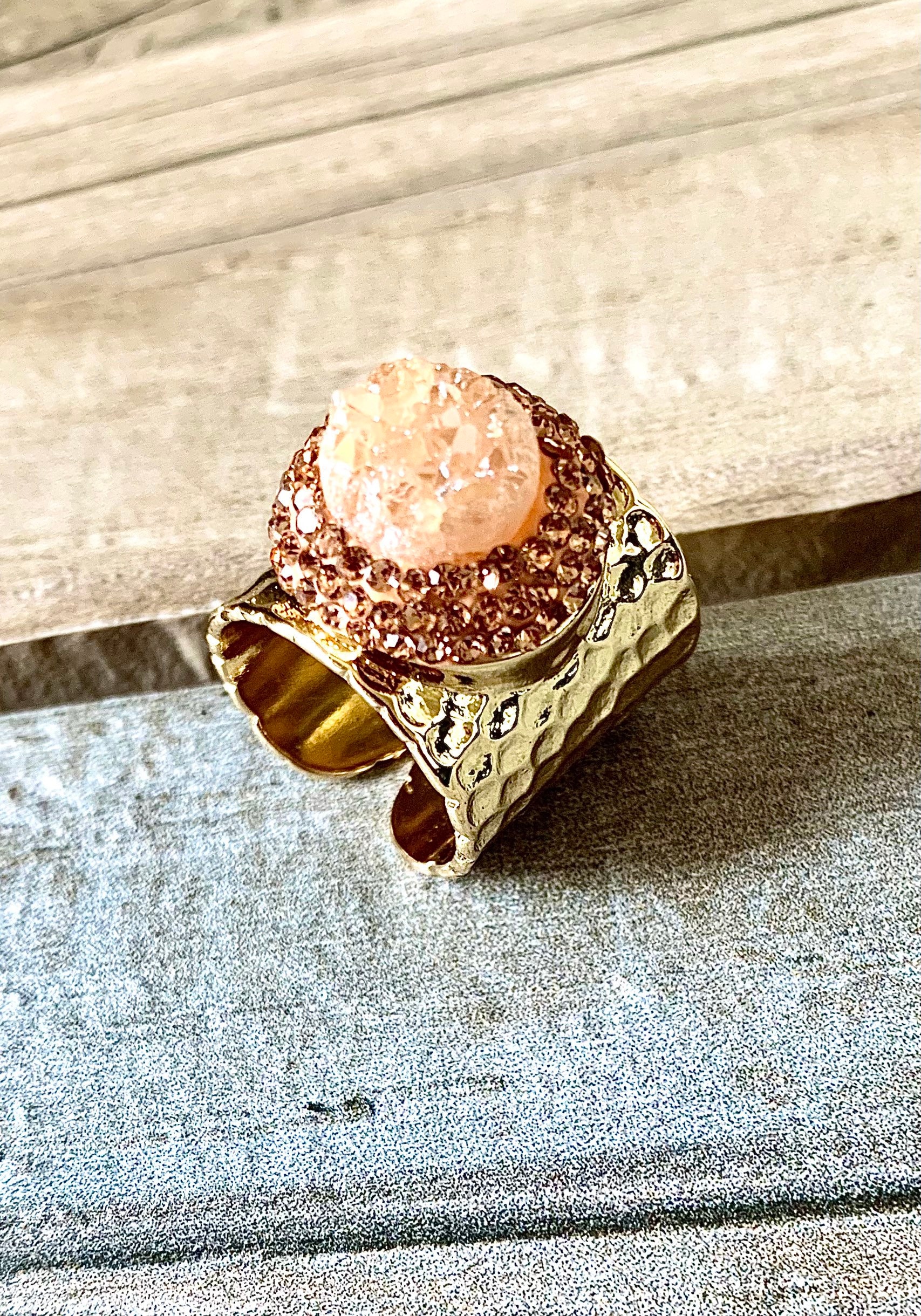 Champagner Druzy Zigarren Gold Ring von DruzyRocksBoutique