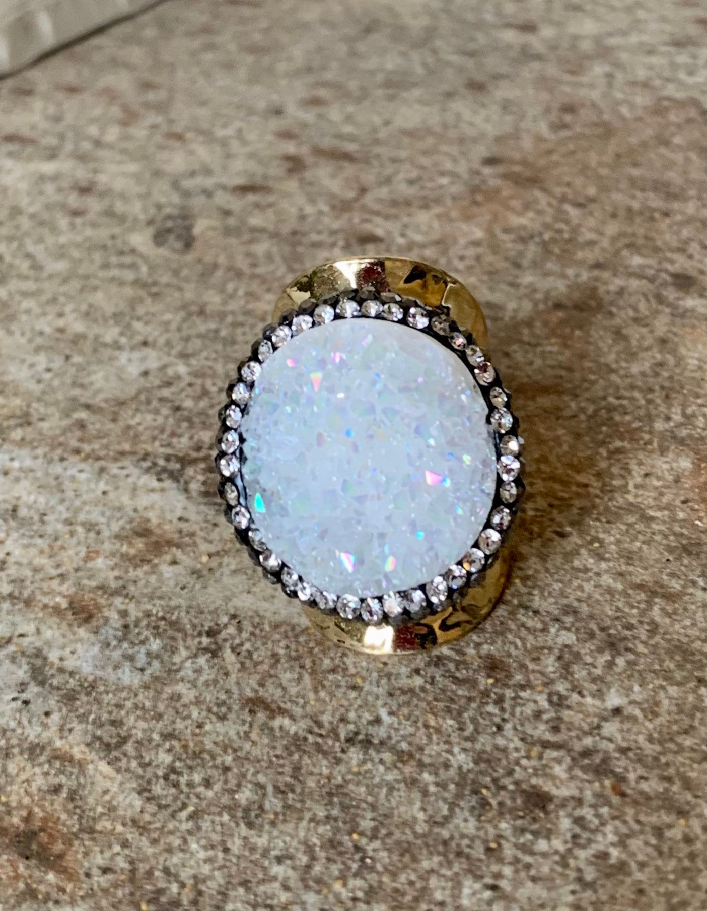 Circulus Aura Druzy Ring, Gold, Statement von DruzyRocksBoutique