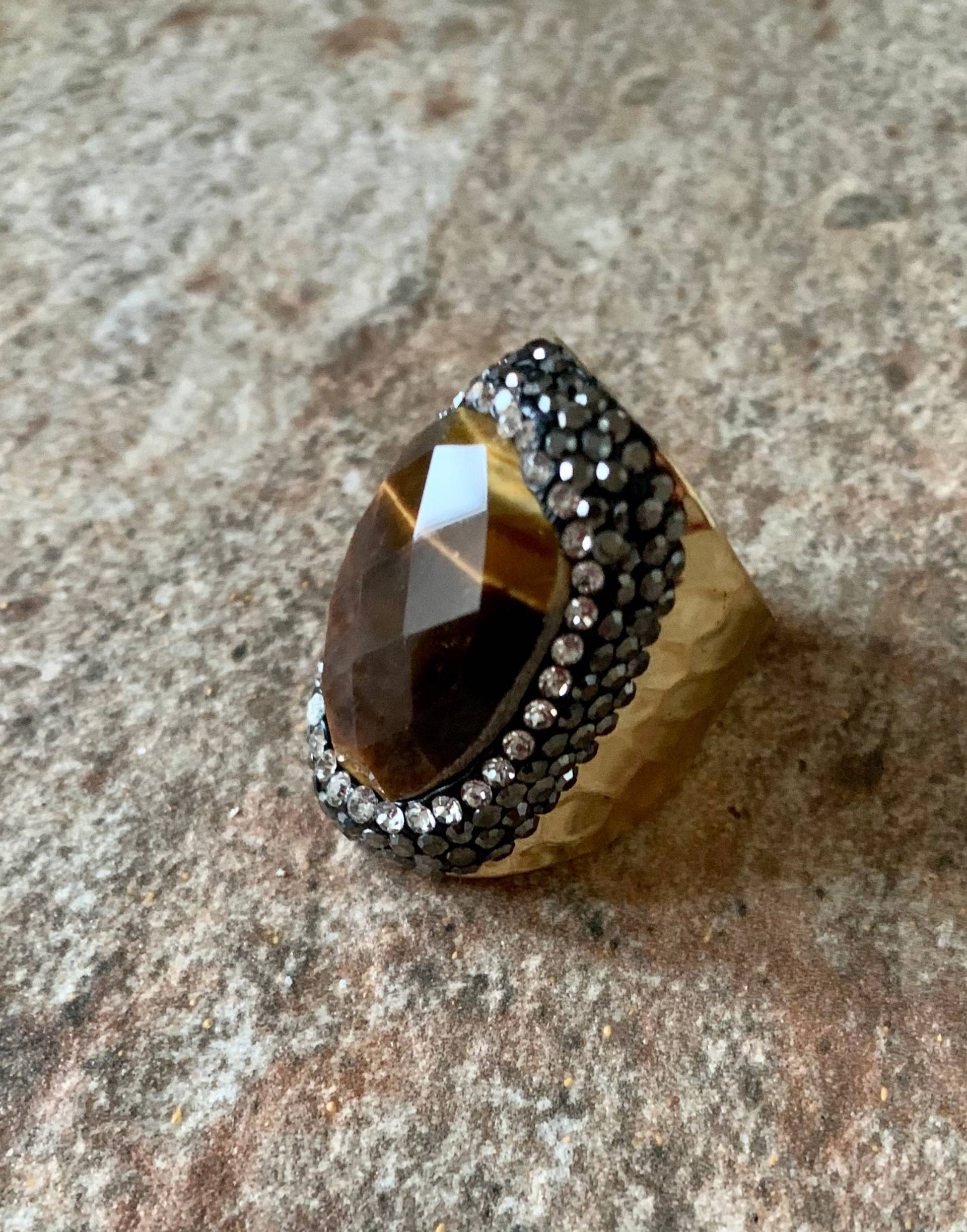 Cognac Facettierte Statement Ring, Gold von DruzyRocksBoutique