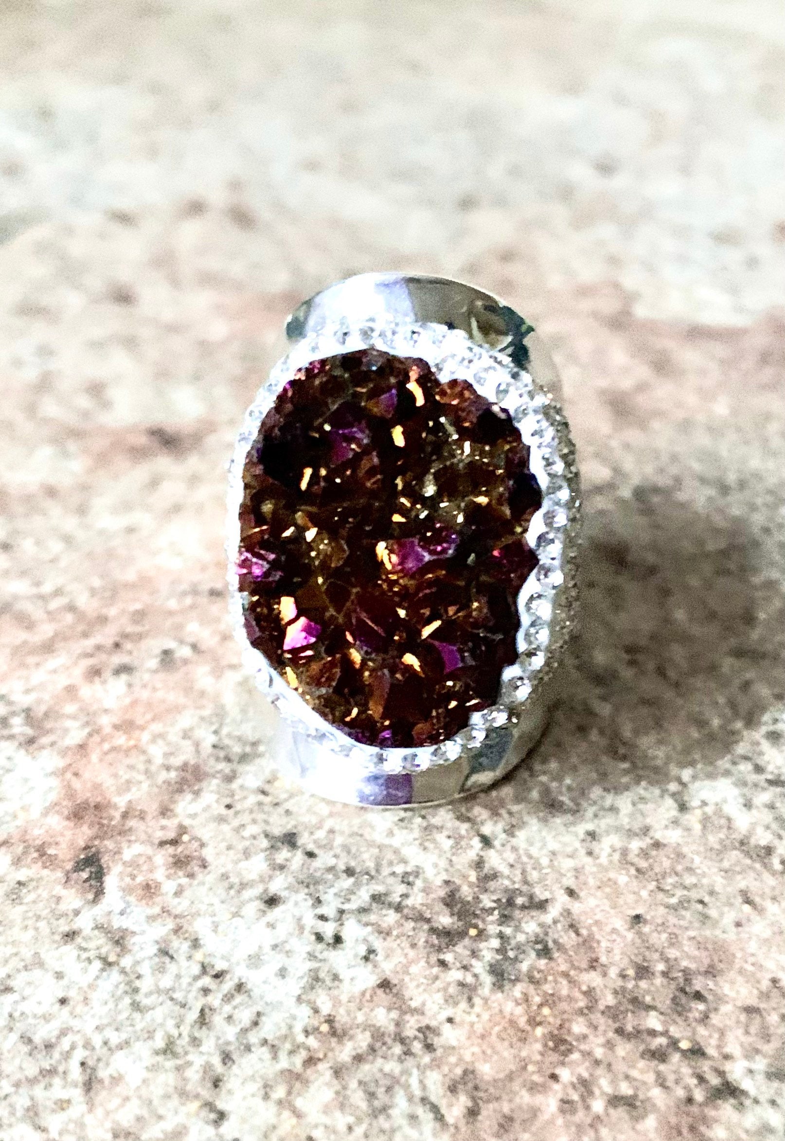 Cranberry Fire Druzy Silber Ring von DruzyRocksBoutique