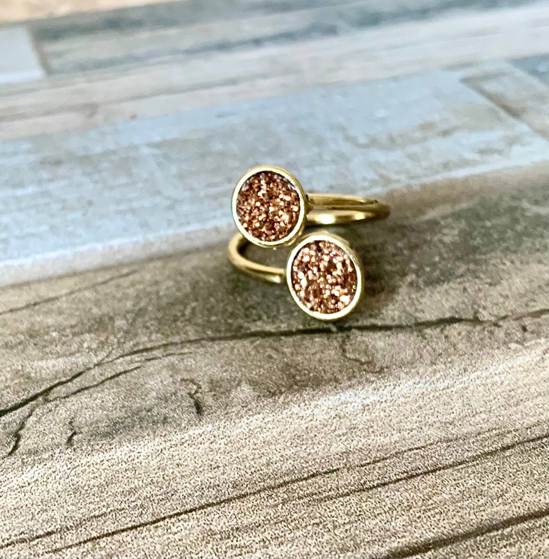 Duplex Rosegold Titan Druzy Gold Ring von DruzyRocksBoutique