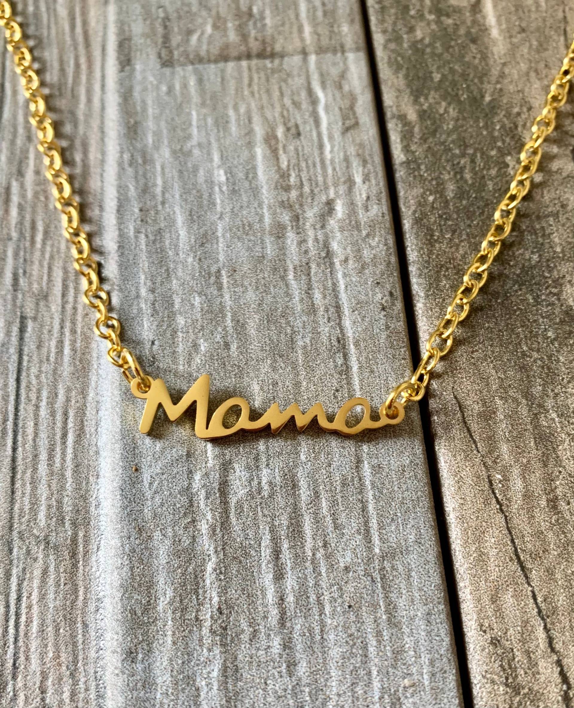 Edelstahl Gold Mama Halskette von DruzyRocksBoutique