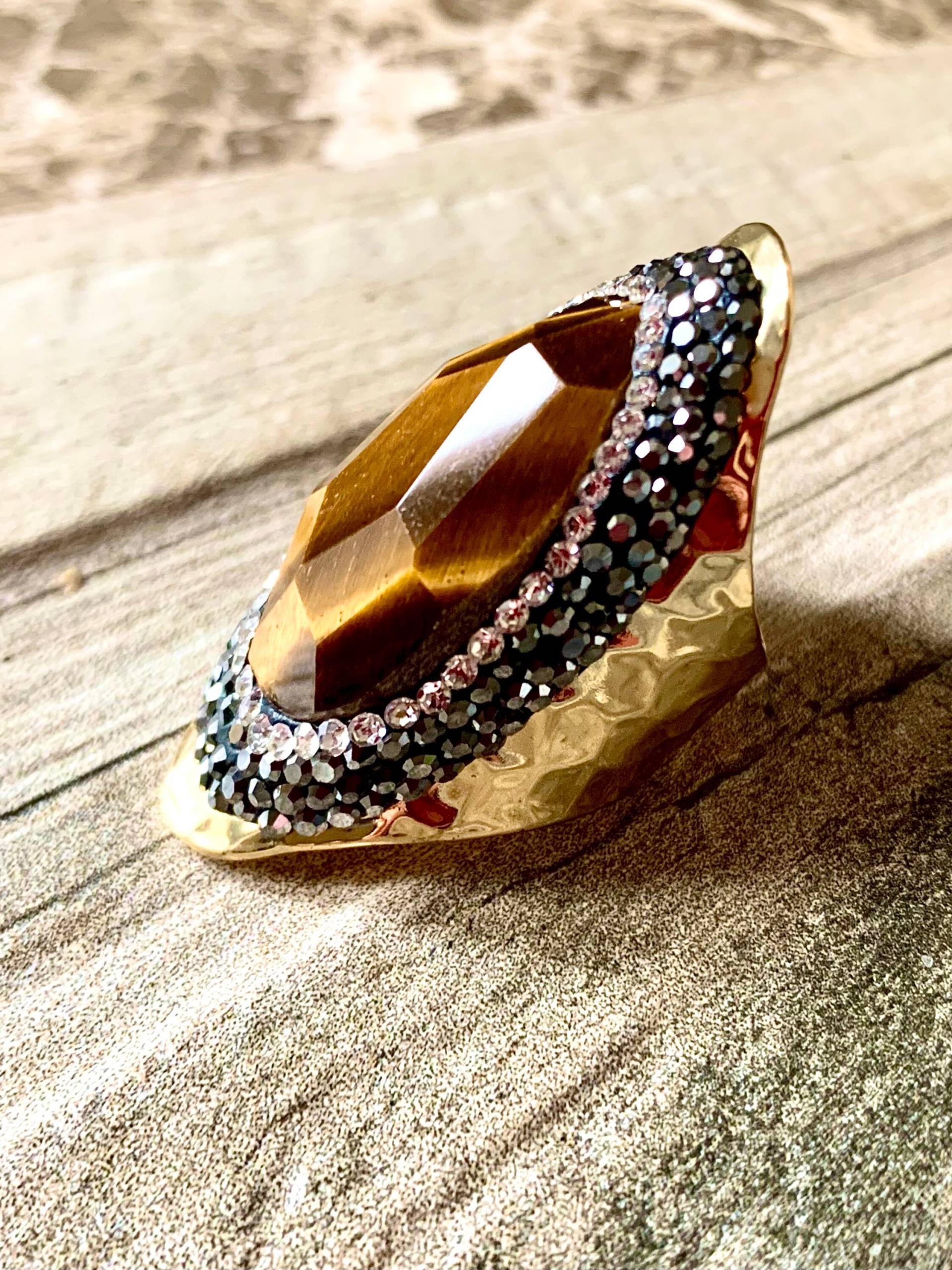 Facettierter Brandy Statement Gold Ring von DruzyRocksBoutique