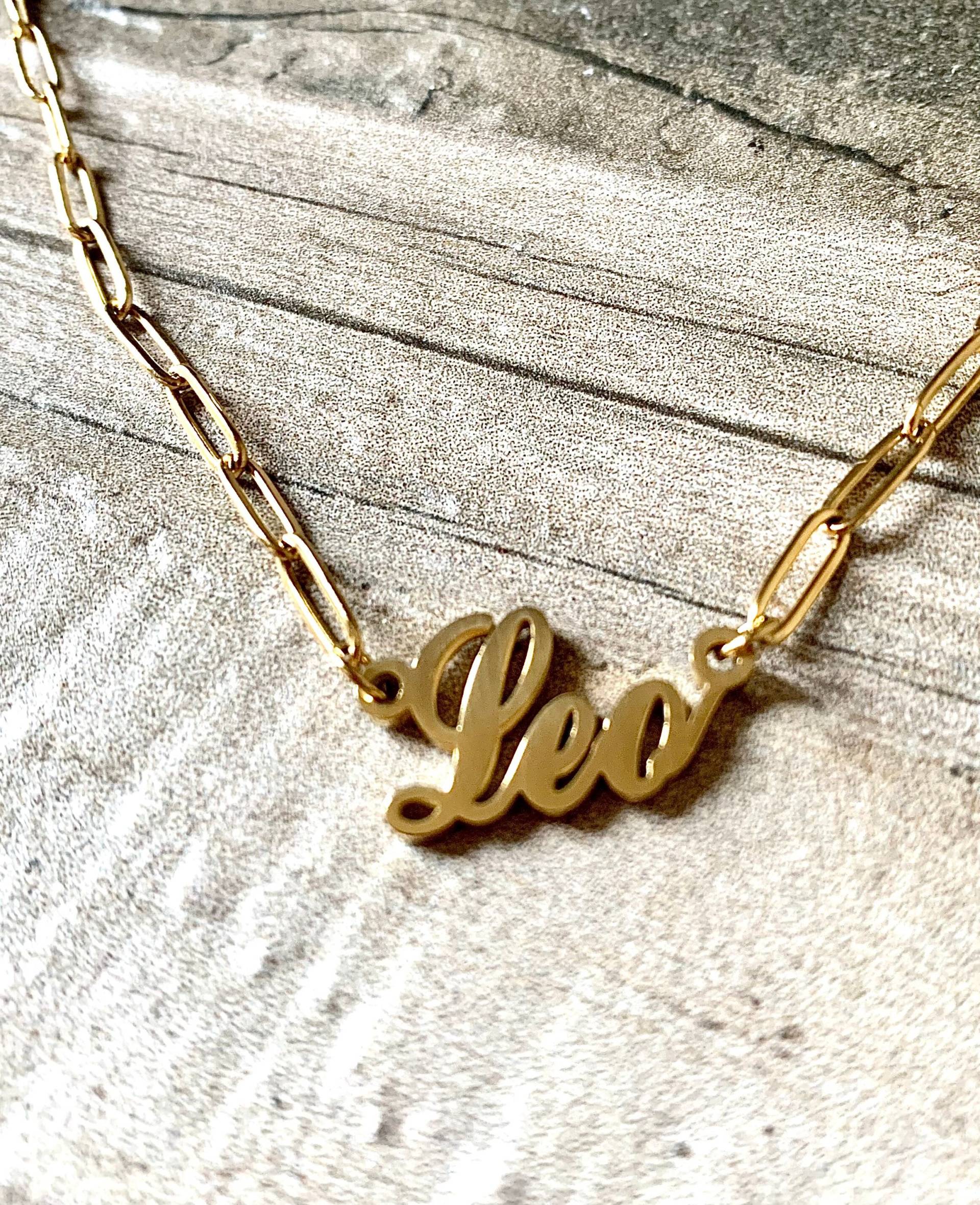 Leo Edelstahl Sternzeichen Halskette, Gold von DruzyRocksBoutique