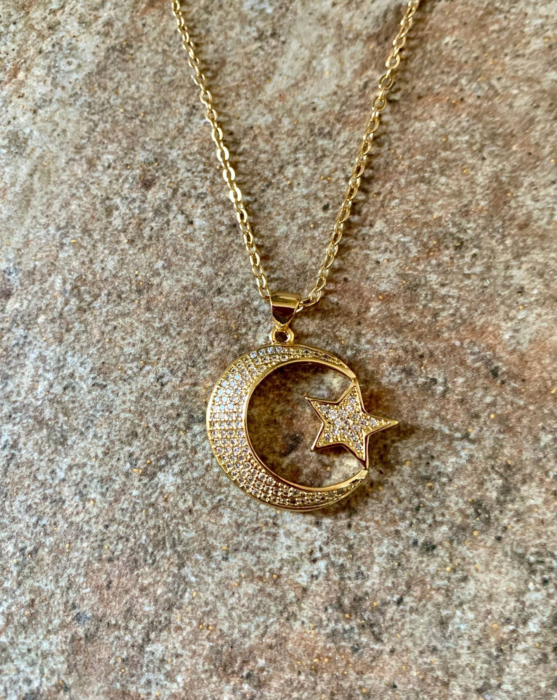 Mond Und Stern Gold Halskette von DruzyRocksBoutique