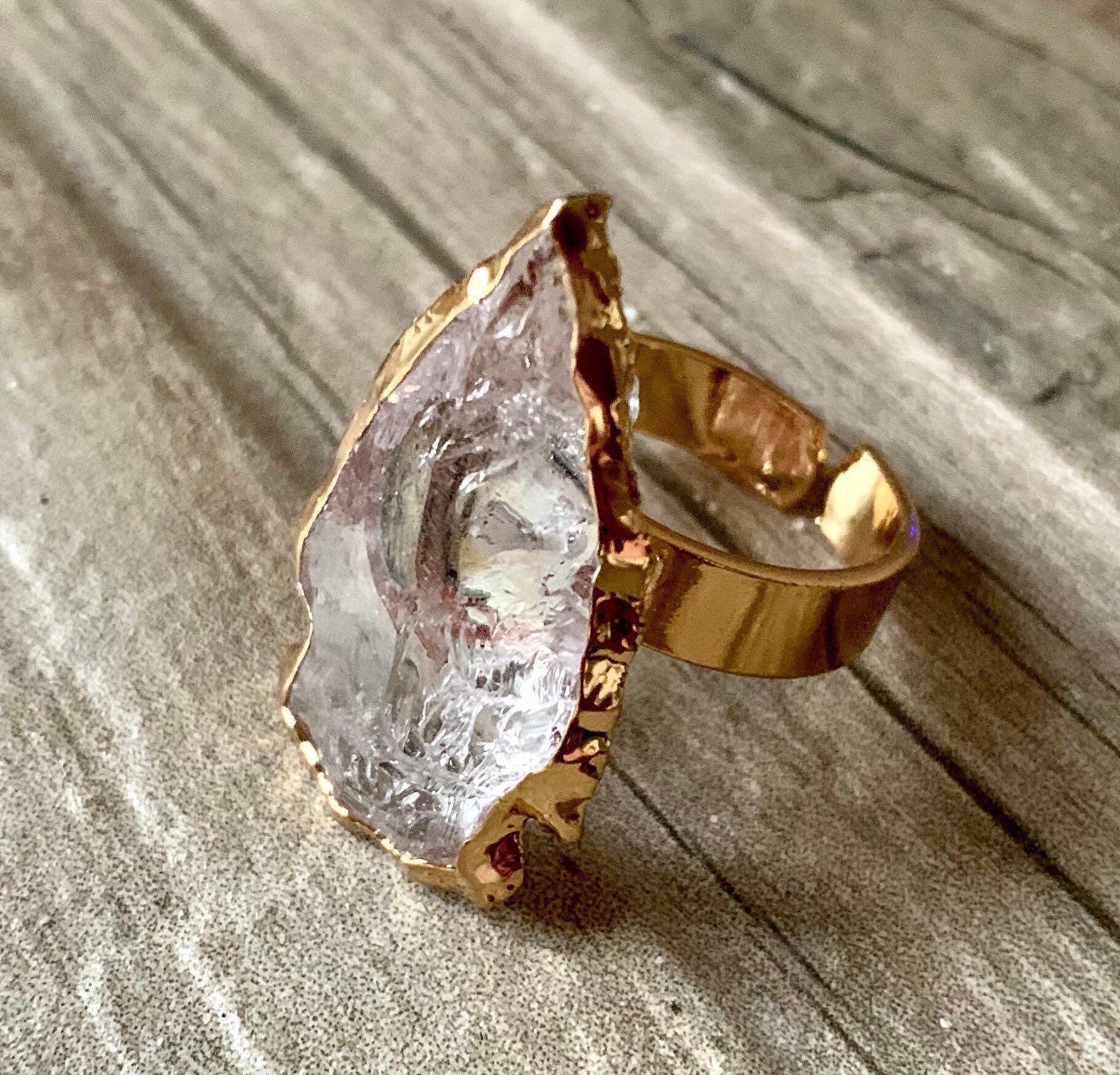 Quarz Pfeilspitze Gold Ring von DruzyRocksBoutique