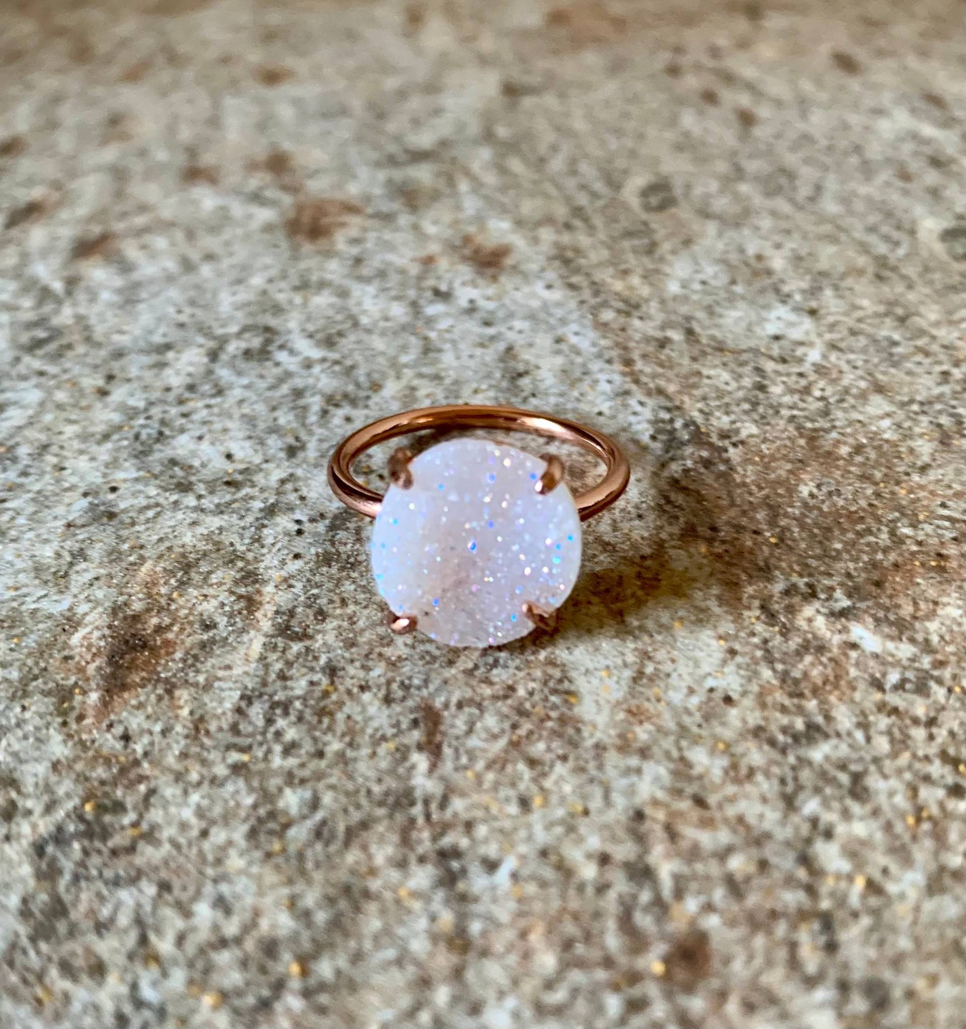 Roségold Ab Druzy Solitär Ring von DruzyRocksBoutique