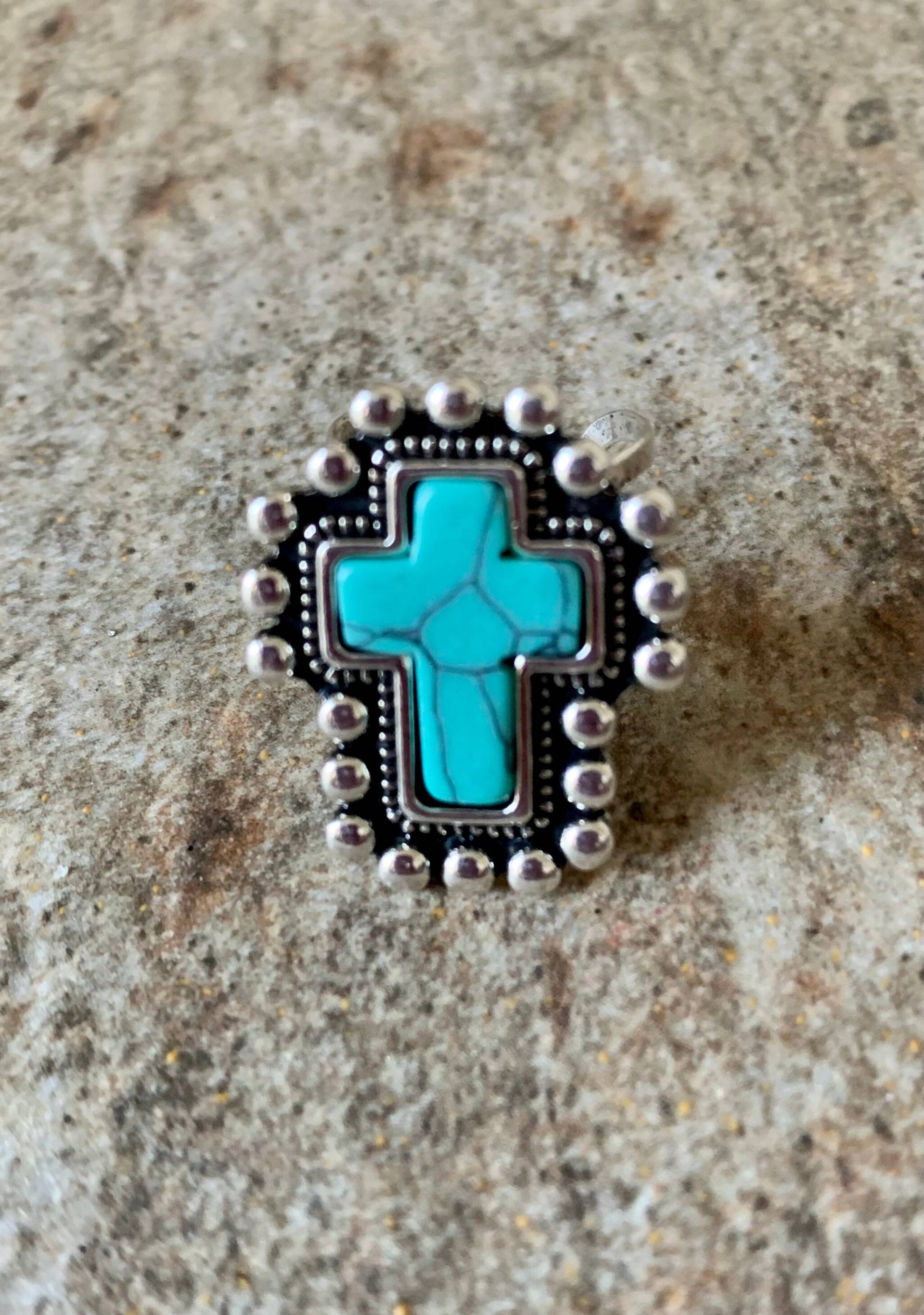 Western Türkis Kreuz Ring, Silber von DruzyRocksBoutique