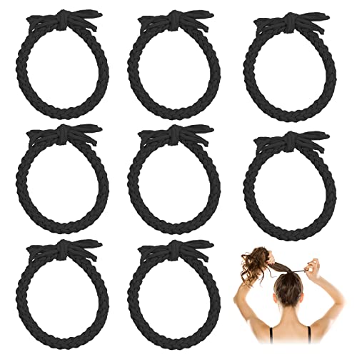 8 Stück Elastisches Haargummis Geflochtene Haargummis Haargummis mit starkem Halt Pferdeschwanz-Halter für Dickes Haar Haar Seil Elasitc Haargummis Haar Zubehör für Damen und Mädchen (Schwarz) von Drwosm