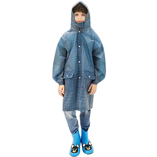 Kinder Regenponcho Regencape für Jungen Mädchen Wasserdicht Unisex Kinder Regencape Regenschutz Blau Regenmantel Regenponcho Regenanzug Regenjacke für Schule Outdoor Camping Radfahren Wandern (L) von Drwosm