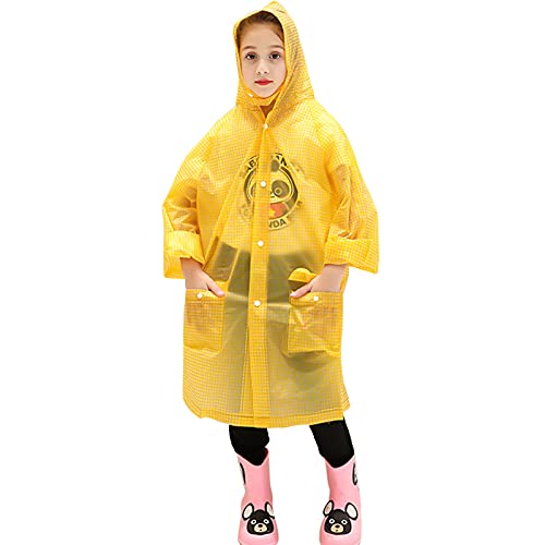 Regenmantel Kinder Regenponcho Wasserdicht Regencape für Jungen Mädchen Unisex Kinder Regenponcho Regencape Regenschutz Gelb Regenmantel Regenanzug Regenjacke für Schule Radfahren Wandern Camping (M) von Drwosm