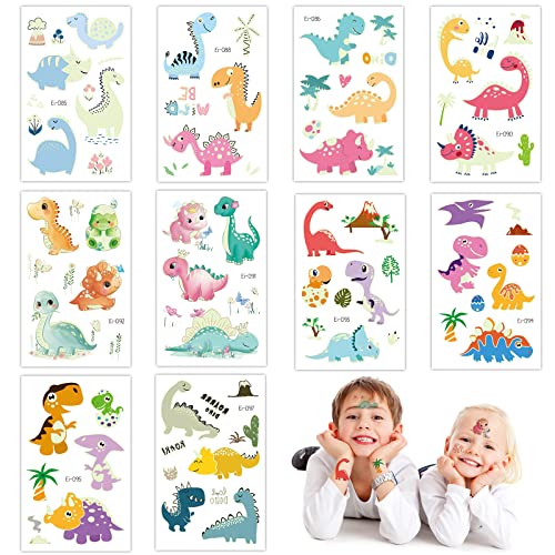 Tattoo Kinder 10 Blätter Tiere Kinder Tattoo Kinder Tattoo Set Unbedenkliche Kindertattoos Hautfreundliche Temporäre Kindertattoos für Kindergeburtstag Tattoo Mädchen Tattoo Kinder Jungen von Drwosm