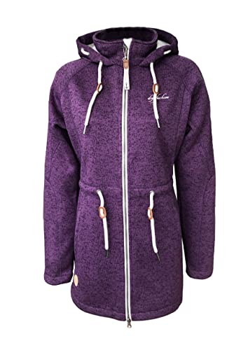 Dry Fashion Damen Fleece-Mantel St. Peter-Ording - Wintermantel Fleecejacke Outdoorjacke Winterjacke mit Kapuze in Dunkle-Beere-Melange Größe 42 von Dry Fashion