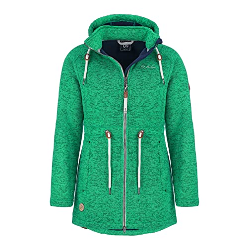 Dry Fashion Damen Fleece-Mantel St. Peter-Ording - Wintermantel Fleecejacke Outdoorjacke Winterjacke mit Kapuze in Grün-Melange Größe 44 von Dry Fashion