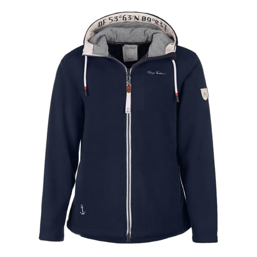 Dry Fashion Damen Fleecejacke Norden mit Kapuze - Windabweisende Jacke mit taillierten Schnitt in Navy Größe 44 von Dry Fashion