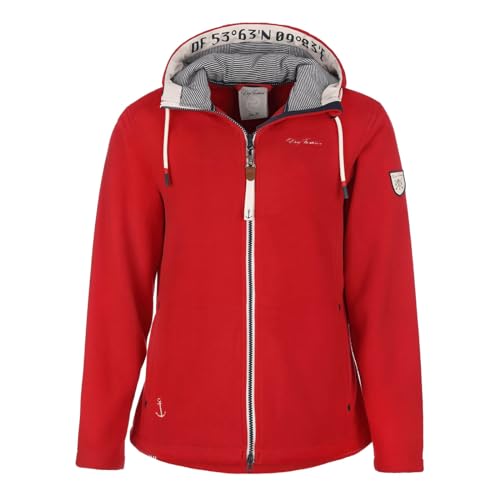 Dry Fashion Damen Fleecejacke Norden mit Kapuze - Windabweisende Jacke mit taillierten Schnitt in Rot Größe 46 von Dry Fashion