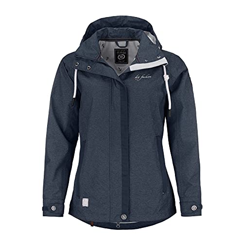 Dry Fashion Damen Funktionsjacke Greetsiel - Outdoor Jacke Damen Reißverschluss Jacke Atmungsaktiv Winddicht Wasserdicht in Navy-Melange Größe 38 von Dry Fashion