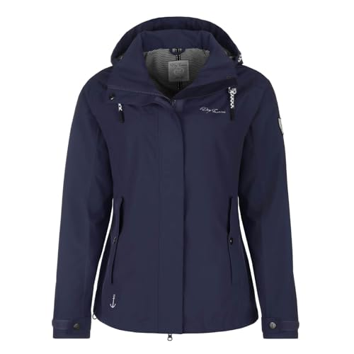 Dry Fashion Damen Funktionsjacke Norderney - Wasserdichte Outdoor-Jacke mit gestreiftem Innenfutter in Navy Größe 38 von Dry Fashion
