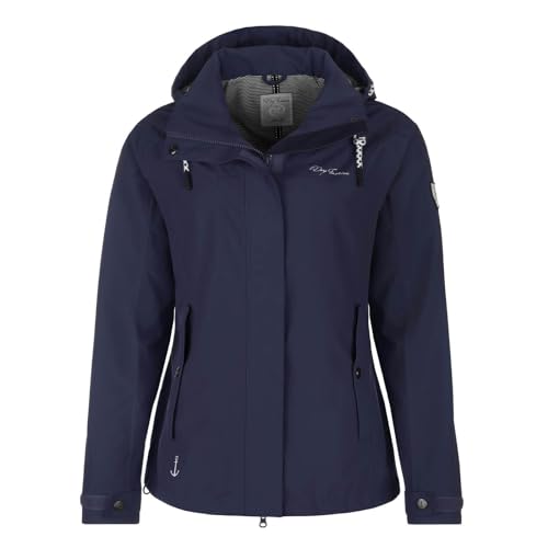 Dry Fashion Damen Funktionsjacke Norderney - Wasserdichte Outdoor-Jacke mit gestreiftem Innenfutter in Navy Größe 52 von Dry Fashion