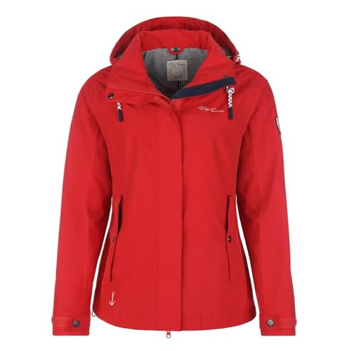 Dry Fashion Damen Funktionsjacke Norderney - Wasserdichte Outdoor-Jacke mit gestreiftem Innenfutter in Rot Größe 46 von Dry Fashion