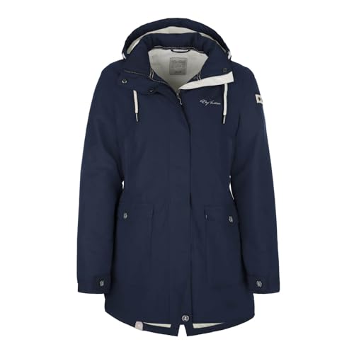 Dry Fashion Damen Funktionsmantel Aarhus gefüttert - Outdoor-Funktionsjacke wind- und wasserdicht in Navy Größe 38 von Dry Fashion