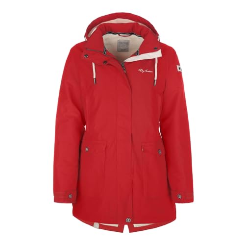 Dry Fashion Damen Funktionsmantel Aarhus gefüttert - Outdoor-Funktionsjacke wind- und wasserdicht in Rot Größe 52 von Dry Fashion