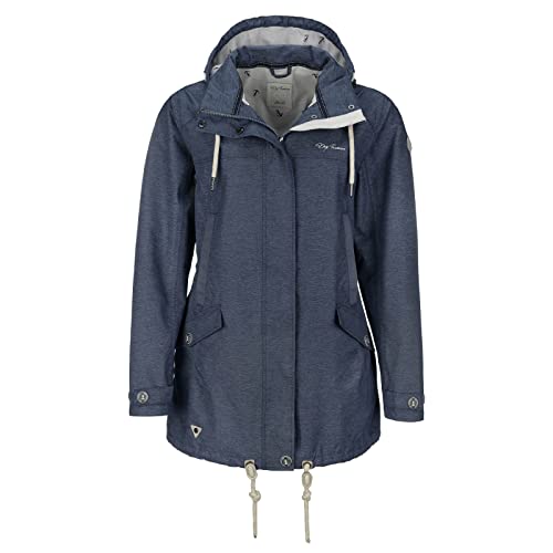 Dry Fashion Damen Funktionsmantel Bansin - Regen-Mantel Funktionsjacke Regenjacke wasserdicht winddicht in Navy-Melange Größe 38 von Dry Fashion