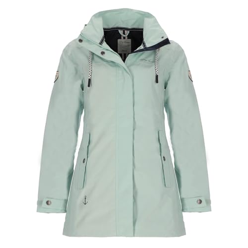 Dry Fashion Damen Funktionsmantel Leer mit abnehmbarer Kapuze - Taillierte Funktionsjacke wasserdicht und winddicht in Hellblau Größe 50 von Dry Fashion