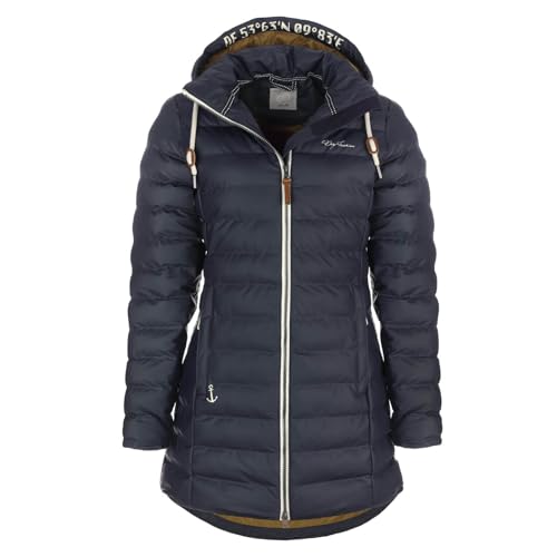 Dry Fashion Damen Polyurethan-Mantel Danzig gesteppt - Outdoor-Jacke wind- und wasserdicht in Navy Größe 38 von Dry Fashion