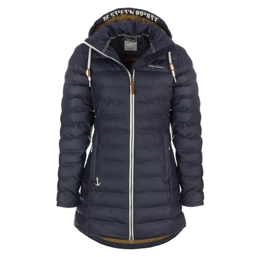 Dry Fashion Damen Polyurethan-Mantel Danzig gesteppt - Outdoor-Jacke wind- und wasserdicht in Navy Größe 40 von Dry Fashion