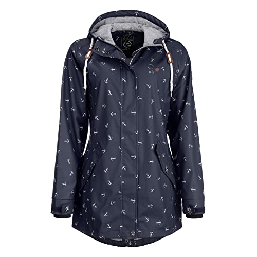 Dry Fashion Damen Regenmantel Cuxhaven mit Anker-Print - Regenjacke Jacke für Frauen mit verstellbarer Kapuze Winddicht Wasserdicht in Navy Größe 36 Dry Fashion Damen Regenmantel Cuxhaven mit Anker-Print - Regenjacke Jacke für Frauen mit verstellbarer Kapuze Winddicht Wasserdicht in Navy Größe 36 von Dry Fashion
