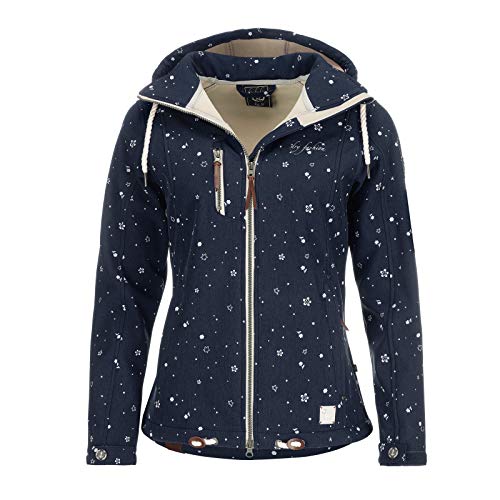 Dry Fashion Damen Softshell-Jacke Niebüll - Outdoorjacke Funktionsjacke mit verstellbarer und abnehmbarer Kapuze Windabweisend Wasserabweisend in Navy Größe 36 von Dry Fashion