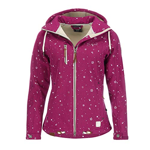 Dry Fashion Damen Softshell-Jacke Niebüll - Outdoorjacke Funktionsjacke mit verstellbarer und abnehmbarer Kapuze Windabweisend Wasserabweisend in Beere Größe 42 von Dry Fashion