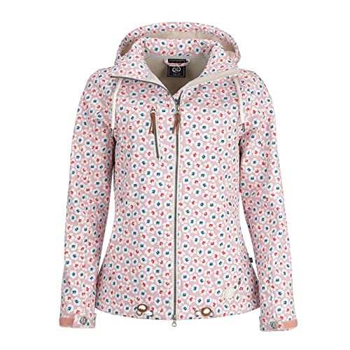 Dry Fashion Damen Softshell Jacke Wismar mit Blumen All Over Print - Frauen Jacke Outdoorjacke Atmungsaktiv Kapuze Wind- und Wasserabweisend in Alt-Rosa Größe 36 von Dry Fashion