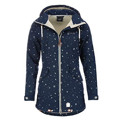 Dry Fashion Damen Softshell-Mantel Keitum - Outdoorjacke Funktionsjacke mit verstellbarer und abnehmbarer Kapuze Windabweisend Wasserabweisend in Navy Größe 36 von Dry Fashion