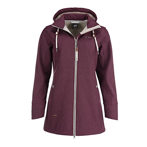 Dry Fashion Damen Softshell Mantel Sellin Meliert - Softshell-Jacke Outdoorjacke Atmungsaktiv Kapuze Wind- und Wasserabweisend in Beere Größe 36 von Dry Fashion