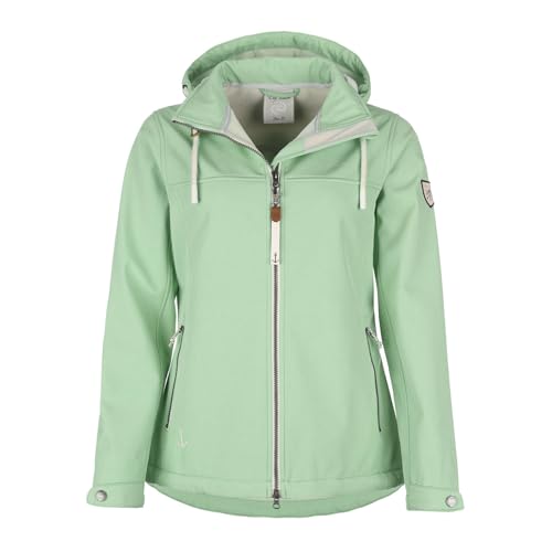 Dry Fashion Damen Softshelljacke Baltrum - Melierte Jacke mit Fleece-Innenfutter in Lindgrün Melange Größe 50 von Dry Fashion