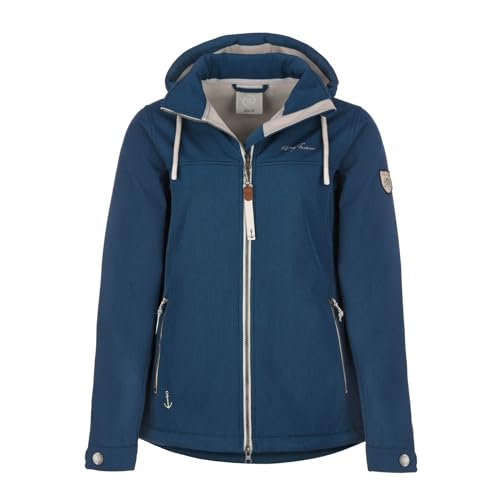 Dry Fashion Damen Softshelljacke Baltrum - Melierte Jacke mit Fleece-Innenfutter in Navy Melange Größe 50 von Dry Fashion