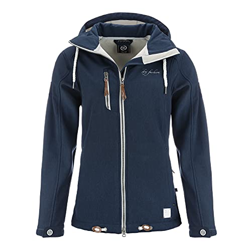 DryFashion Damen Softshell-Mantel Dagebüll - Softshell Jacke Outdoorjacke Funktionsjacke mit verstellbarer und abnehmbarer Kapuze Windabweisend Wasserabweisend in Navy Größe 36 von Dry Fashion