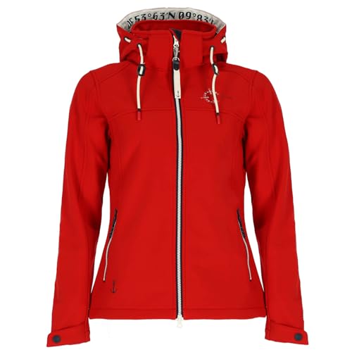 Dry Fashion Damen Softshelljacke Zingst mit Fleece-Innenfutter - Taillierte Jacke mit abnehmbarer Kapuze in Rot Größe 40 von Dry Fashion
