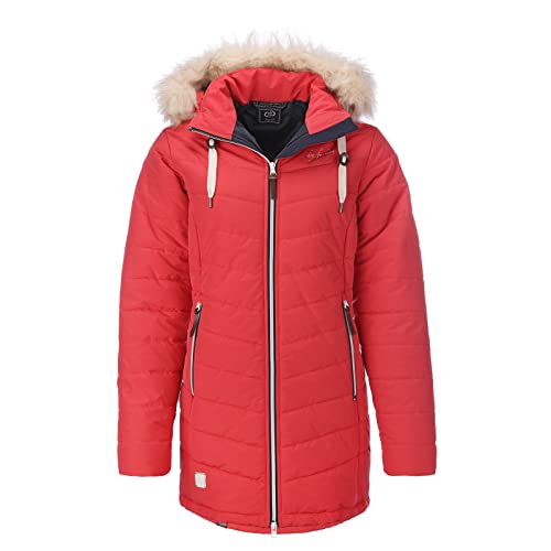 Dry Fashion Damen Steppmantel Wintermantel Göteborg - Winterjacke Steppjacke Winter Mantel für Frauen Atmungsaktiv Gefüttert in Rot Größe 38 von Dry Fashion