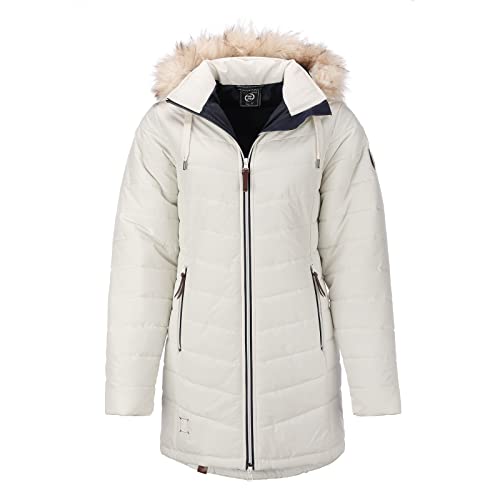 Dry Fashion Damen Steppmantel Wintermantel Göteborg - Winterjacke Steppjacke Winter Mantel für Frauen Atmungsaktiv Gefüttert in Beige Größe 40 von Dry Fashion