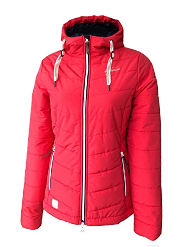 Dry Fashion Damen Steppjacke Maasholm - Damen Jacke Frauen Outdoorjacke mit Kapuze Atmungsaktiv Windabweisend Wasserabweisend in Rot Größe 40 von Dry Fashion