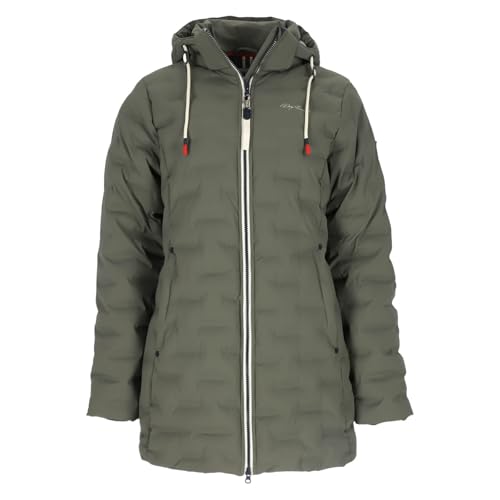 Dry Fashion Damen Steppmantel Blavand gefüttert - Gesteppter Mantel mit abnehmbarer Kapuze in Oliv Größe 36 von Dry Fashion