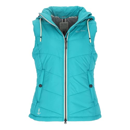 Dry Fashion Damen Steppweste Rügen mit abnehmbarer Kapuze - Leichte Weste mit taillierten Schnitt in Türkis Größe 48 von Dry Fashion