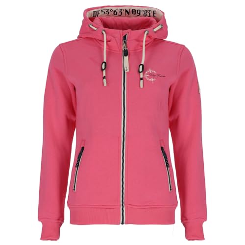 Dry Fashion Damen Sweatjacke Juist mit Kapuze - Wärmende Kapuzenjacke mit tailliertem Schnitt in Pink Größe 42 von Dry Fashion