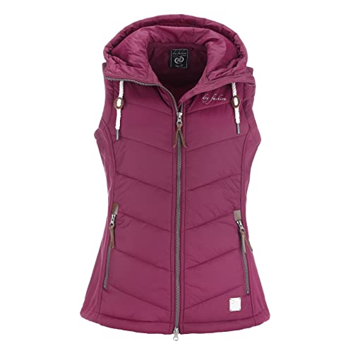 Dry Fashion Damen Weste Malente - Steppweste Damen Outdoor Weste mit Kapuze Übergangsweste gesteppt windabweisend wasserabweisend in Wild Berry Größe 36 von Dry Fashion