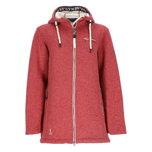 Dry Fashion Damen Wollfleece-Mantel Amsterdam mit taillierten Schnitt - Fleecemantel mit verstellbarer Kapuze in Altrosa Melange Größe 52 von Dry Fashion